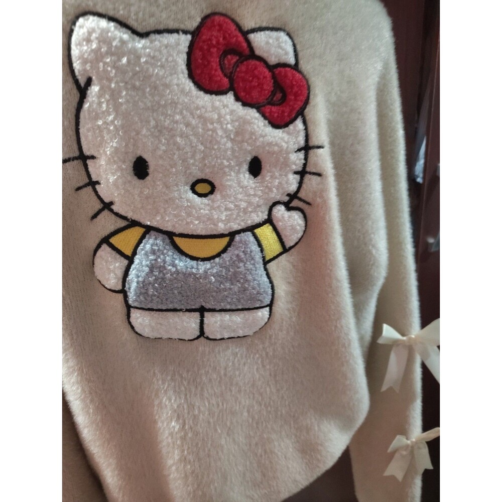 Women's Hello Kitty Graphic Cardigan Size Medium Cream Blush Soft - Picture 4 of 14